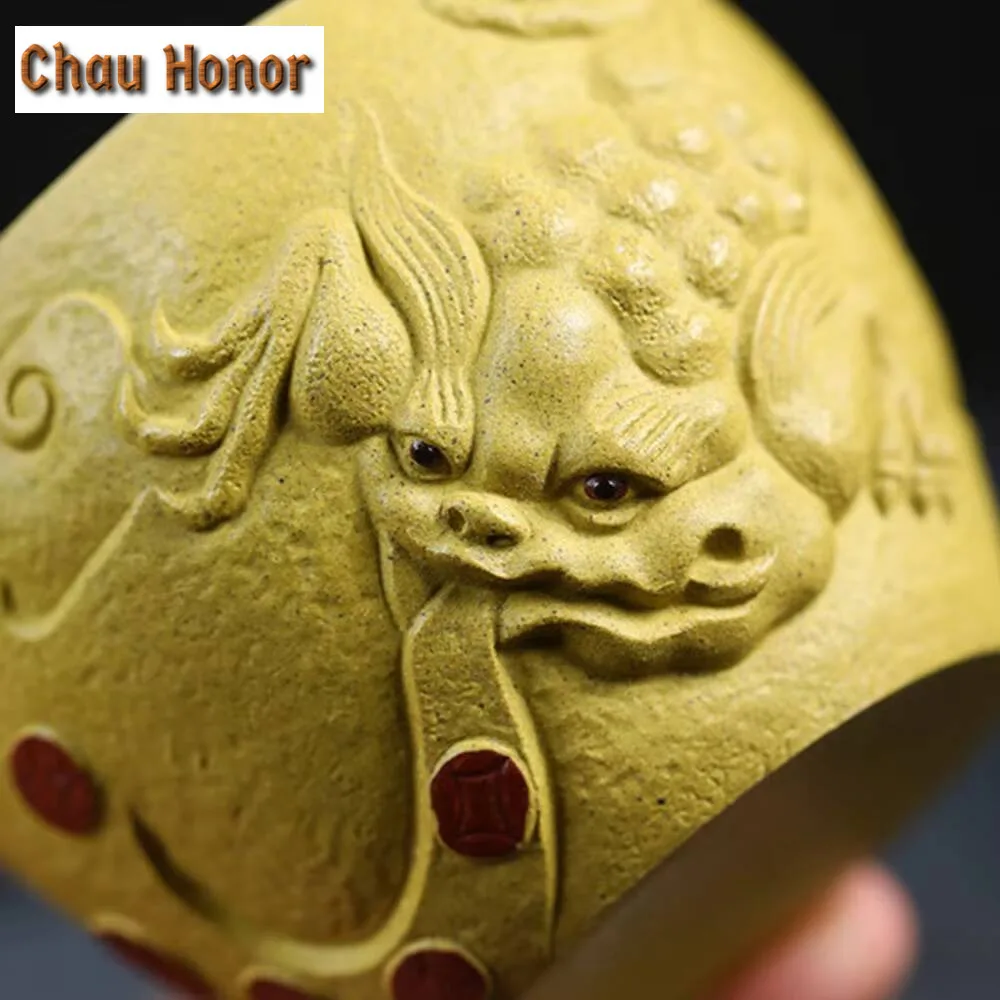 210ml Handamde Yixing Purple Clay Teacup Creative Dragon Master Cup Pixiu Tea Bowl Personal Chazhan Chinese Zisha Kung Fu Teaset