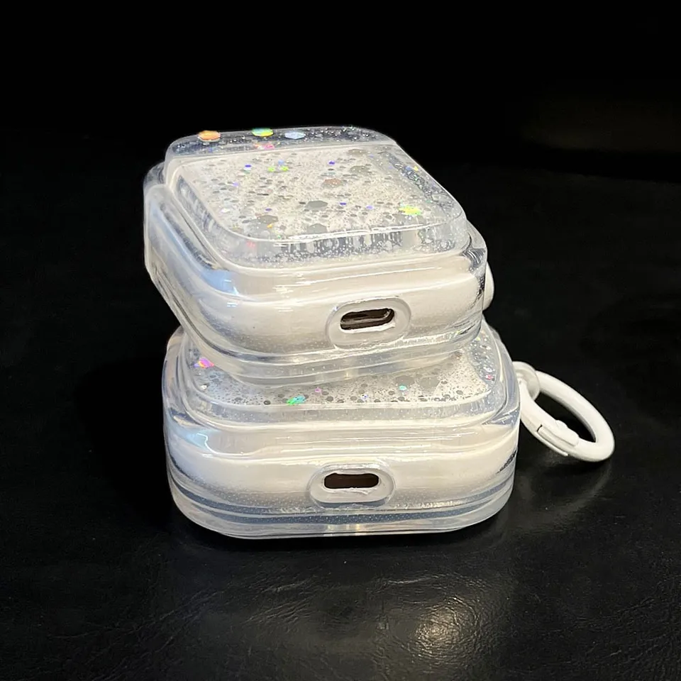 JAWSEU Custodia compatibile con Airpods 1 e AirPods 2, design luccicante con glitter luccicanti, custodia rigida per cuffie di ricarica wireless