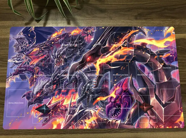 YuGiOh Duel Monsters Playmat Blue-eyes Ultimate Dragon Dark Magician TCG CCG Mat Mouse Pad Trading Card Game Mat + Free Bag Color K