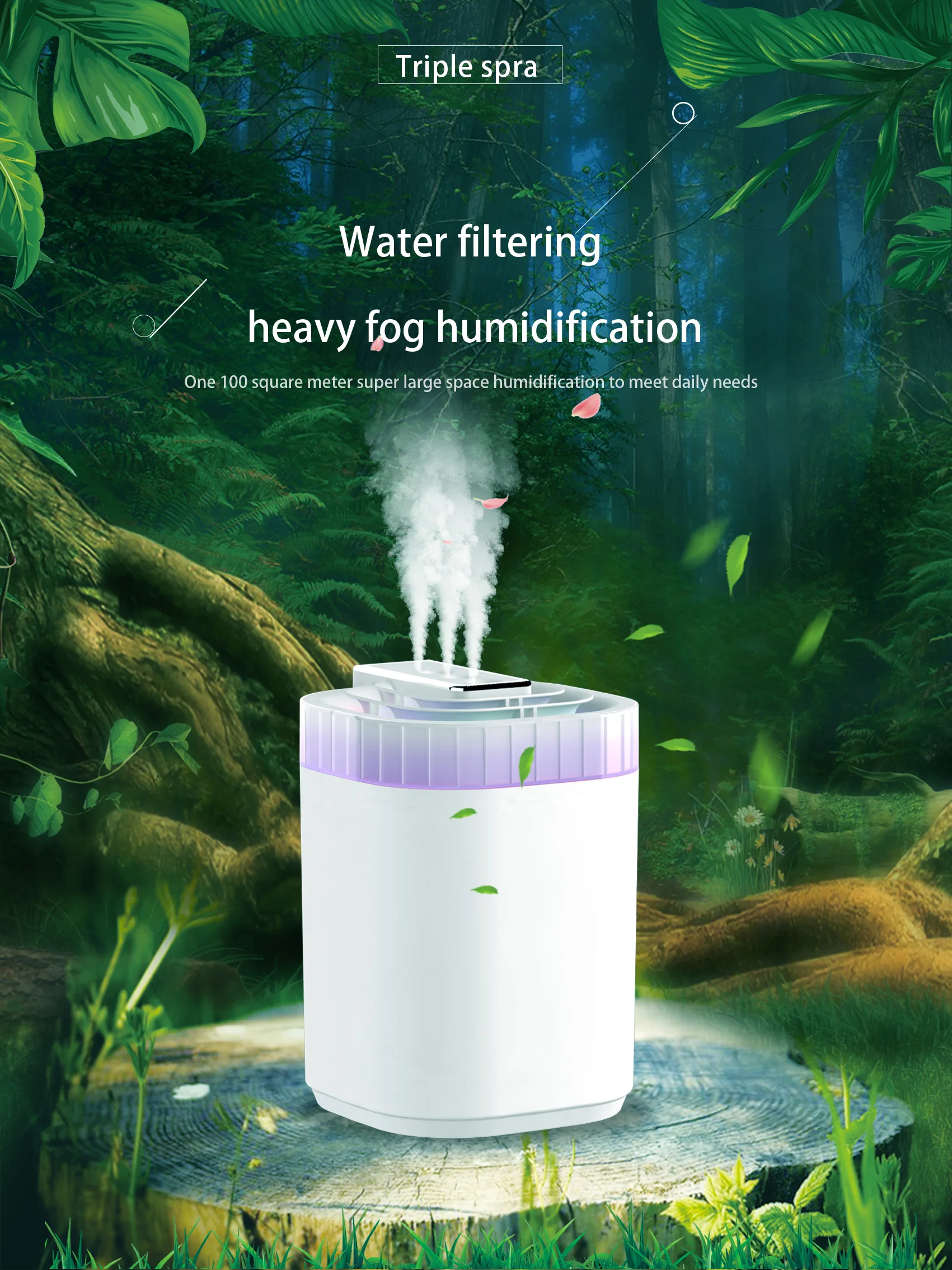 3L Ultrasonic Air Humidifier Cool Mist Humidifier With Night Light And Three Nozzles Quiet USB Aromatic Humidifier For Home_voghion.com