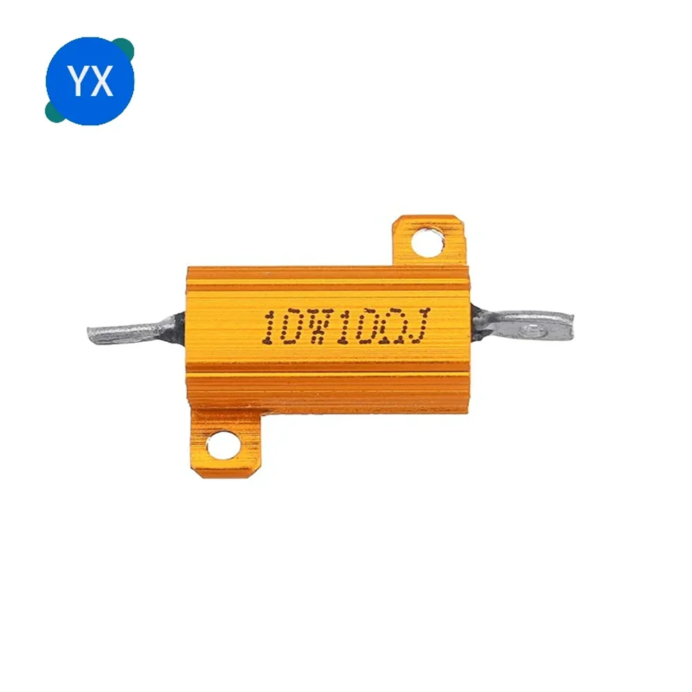 RX24-10W Aluminum Power Metal Shell Case Wirewound Resistor 0.01R~ 30K 1R 5R 10R 20R 22R 47R 100R 200R 470R 500R 1K 10K 20K Ohm wirewound resistor