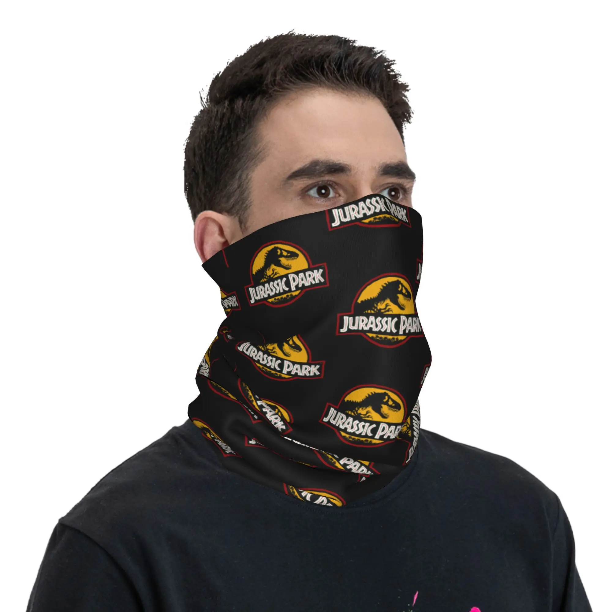 Jurassic Park Ancient Animal Winter Headband Neck Warmer Hiking Running Tube Scarf Giant Dinosaur Face Bandana Gaiter