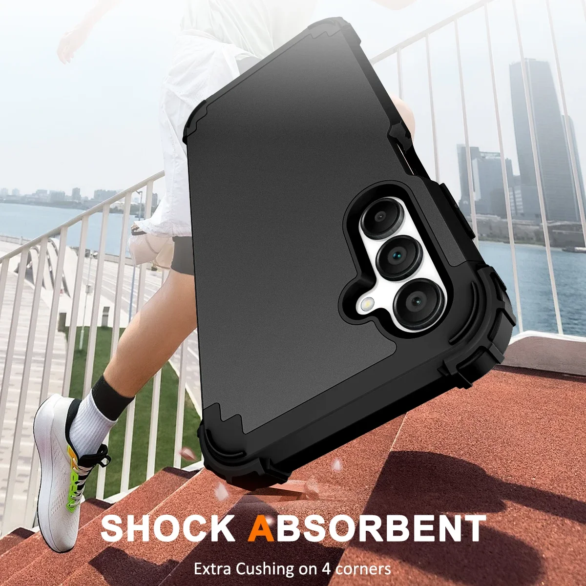 Durable 3-in-1 Shockproof Armor Phone Case with Silicone Lining and Hard Plastic Back Cover