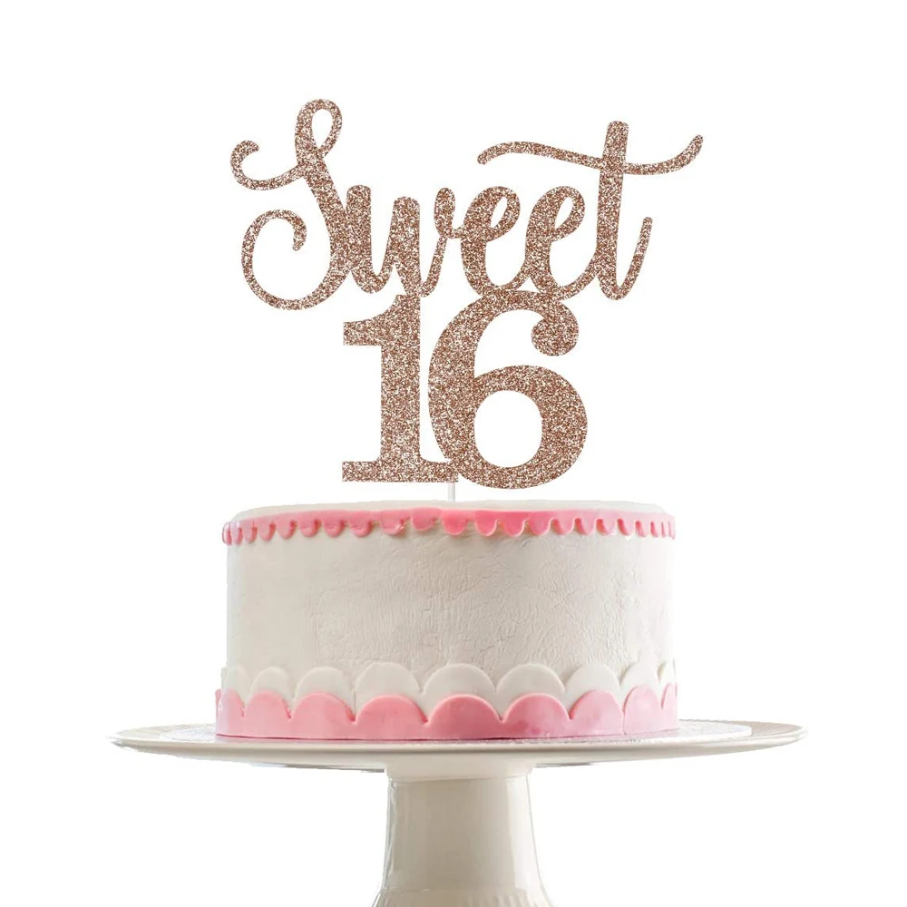 Sweet Sixteen Hello 16 Happy 16th Birthday wedding Anniversary party Decorations Supplies Innoru Sweet 16 cake topper argento acrilico 