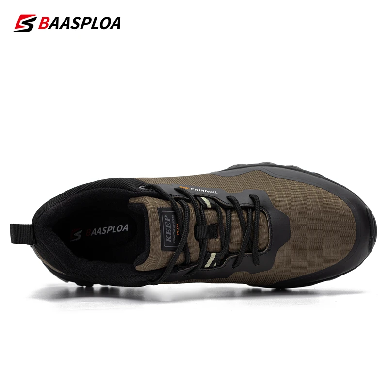 Baasploa New Men's Anti-Skid Wear-Resistant Hiking Shoes Fashion Waterproof Outdoor Travel shoes Sneaker Comfortable Male Shoes