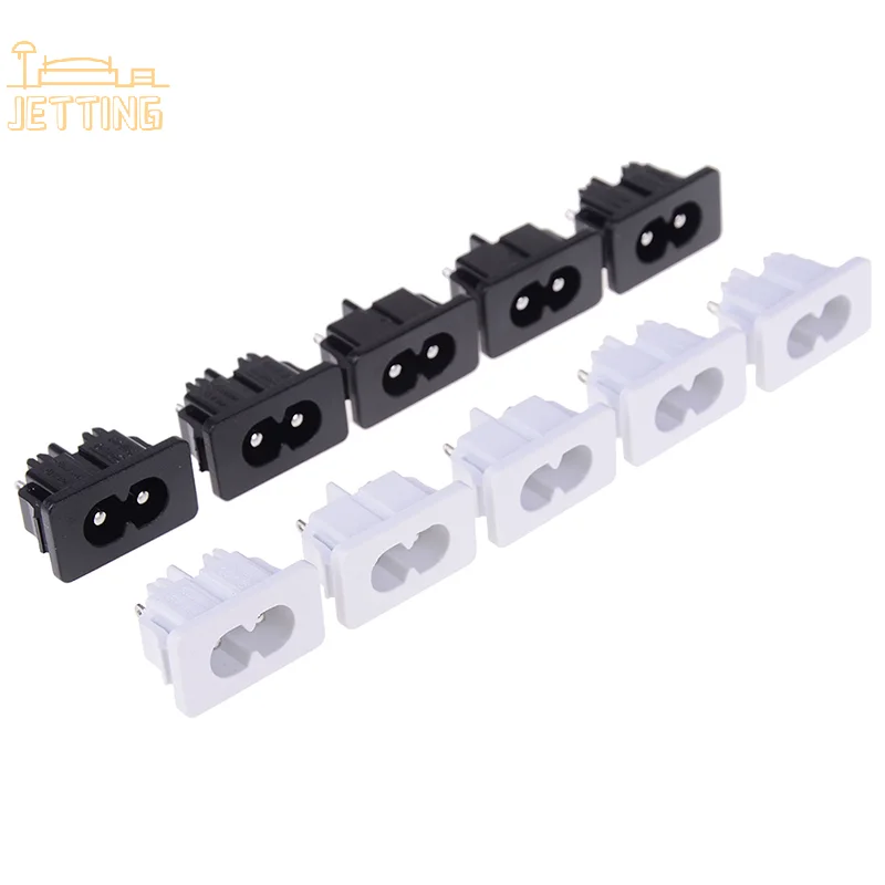 AC250v 2.5a iec320 c8 male 2 pins power inlet socket connector 5Pcs electrical power socket electrical sockets