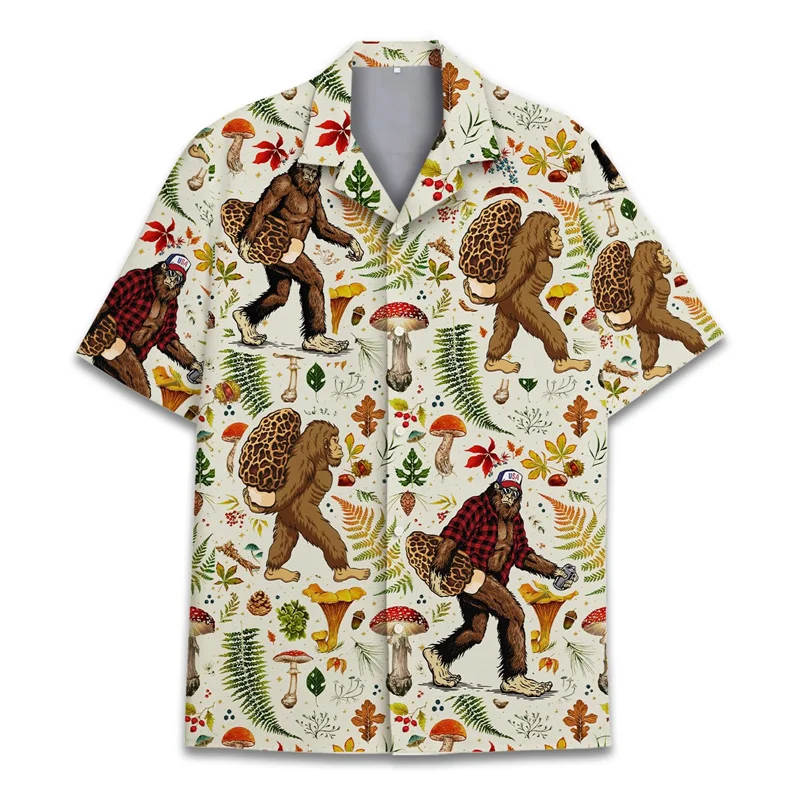 thumbnail image 1 of Camisa hawaiana con estampado 3D de mono y orangután para hombre, camisas de vacaciones de verano, camisas de manga corta con botones para la calle, la playa, el surf, Aloha, 1 of 5