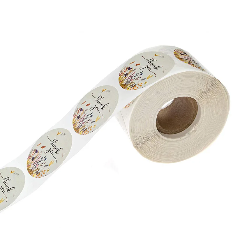 Thank You Stickers Autumn Floral Seal Labels 50-500pcs Round Label For Package Personalized Decoration Stationery Sticker