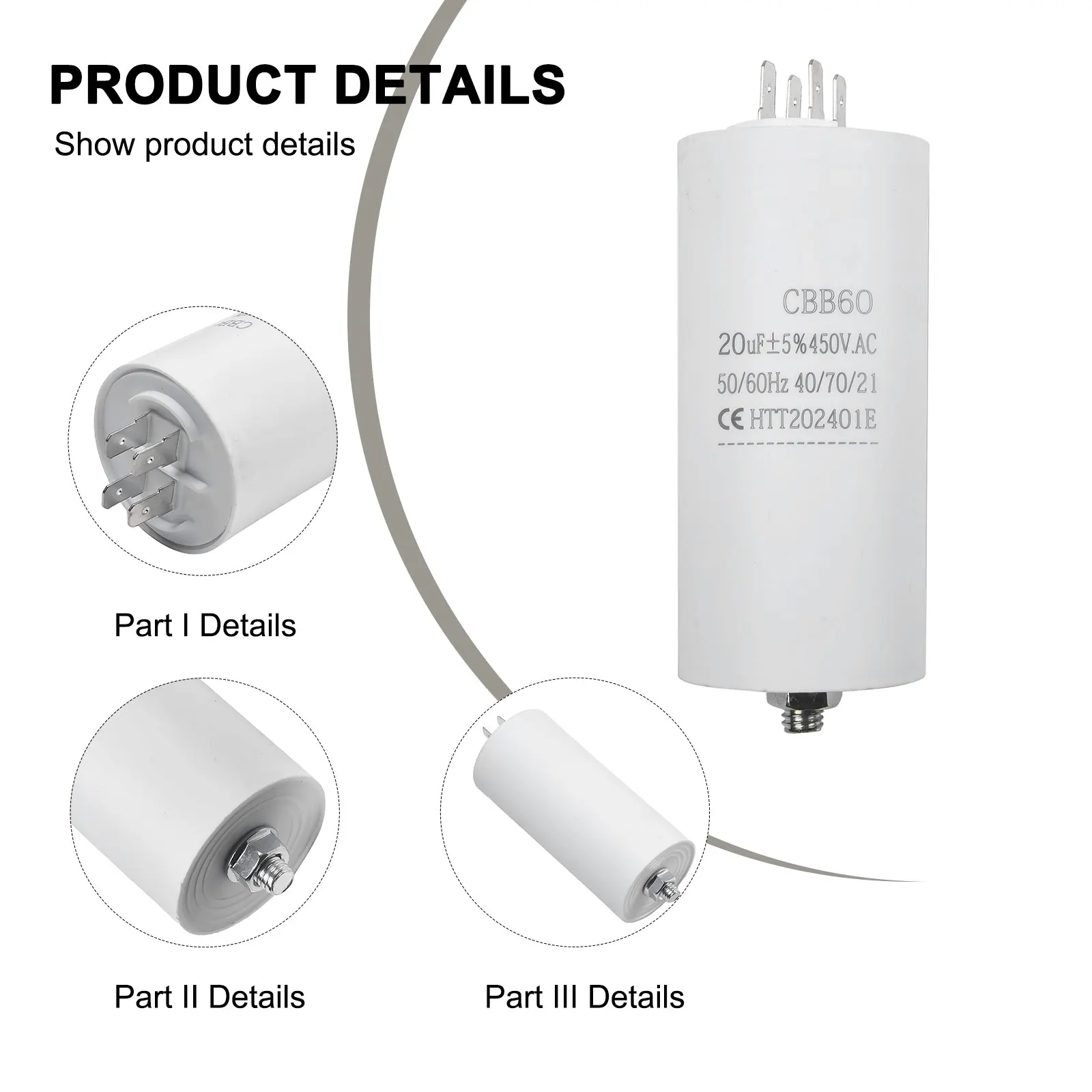 Ходовой конденсатор двигателя 450 в 20uf 25uf с гайкой 50x90 мм, вставка конденсатора, конденсатор M8, модель кабеля, однофазный двигатель