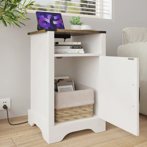 Farmhouse Accent Table with Charging Station 5