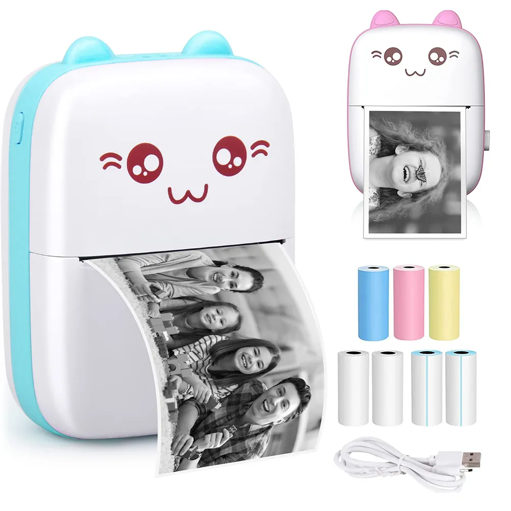 Portable Mini Bluetooth Wrong Printer Mobile Phone Photo Title Note Print Pocket Student Error Label Printer for Children's Gift