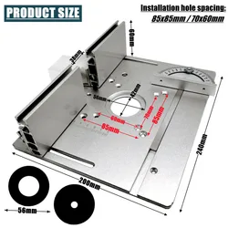 Aluminum Router Table Insert Plate with Miter Gauge for Woodworking and DIY Workbenches (Silvery Set)