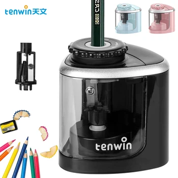 Temperino Elettrico Automatico Tenwin Sicuro con Lama Elicoidale in Acciaio per Studenti, Artisti, Bambini e Adulti, per Matite Colorate