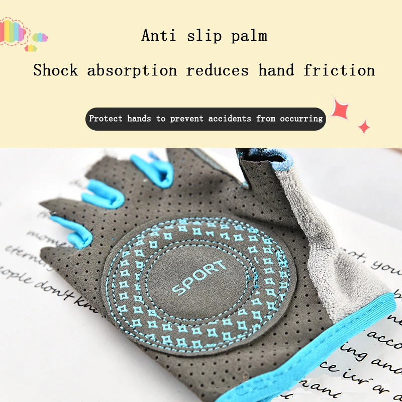 1Pair Children's cycling gloves Half Finger Safe pulley sports non-slip shock absorption wear-resistant handguard gloves