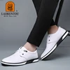 LAORENTOU genuine leather breathable casual small white shoes for men's Korean version cowhide soft sole white driving shoes 2