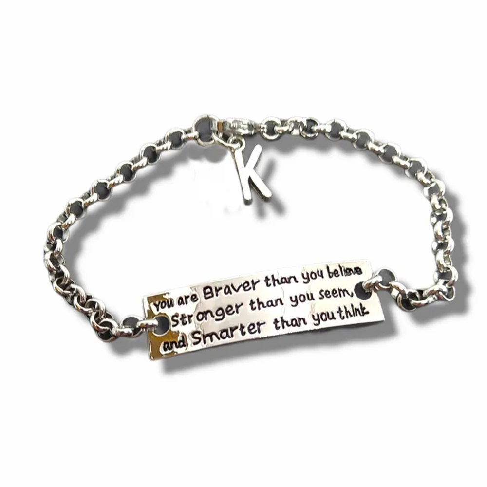 

10PCS Bracelet Motivation You are Braver than you believe.. Initial Gift Fit Girl Motivation Gift Fit Mom Fitness Girl Gift