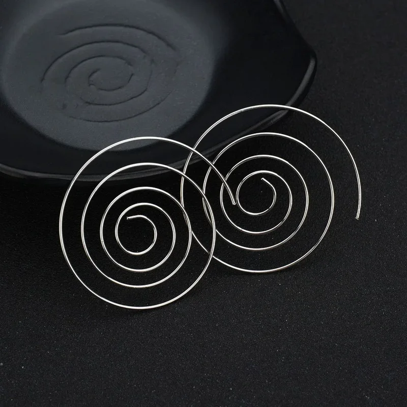 Delysia King Women Cute Unique Temperament Round Spiral Earrings Romantic Alloy Simplicity Aestheticism Geometric Dangler