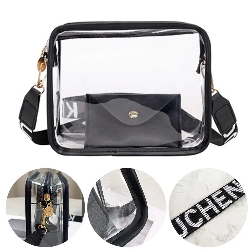 Fashion PVC Crossbody Bags Large Capacity Shoulder Bag with Small Phone Bags Casual Women Transparent Jelly Bag Small Square Bag