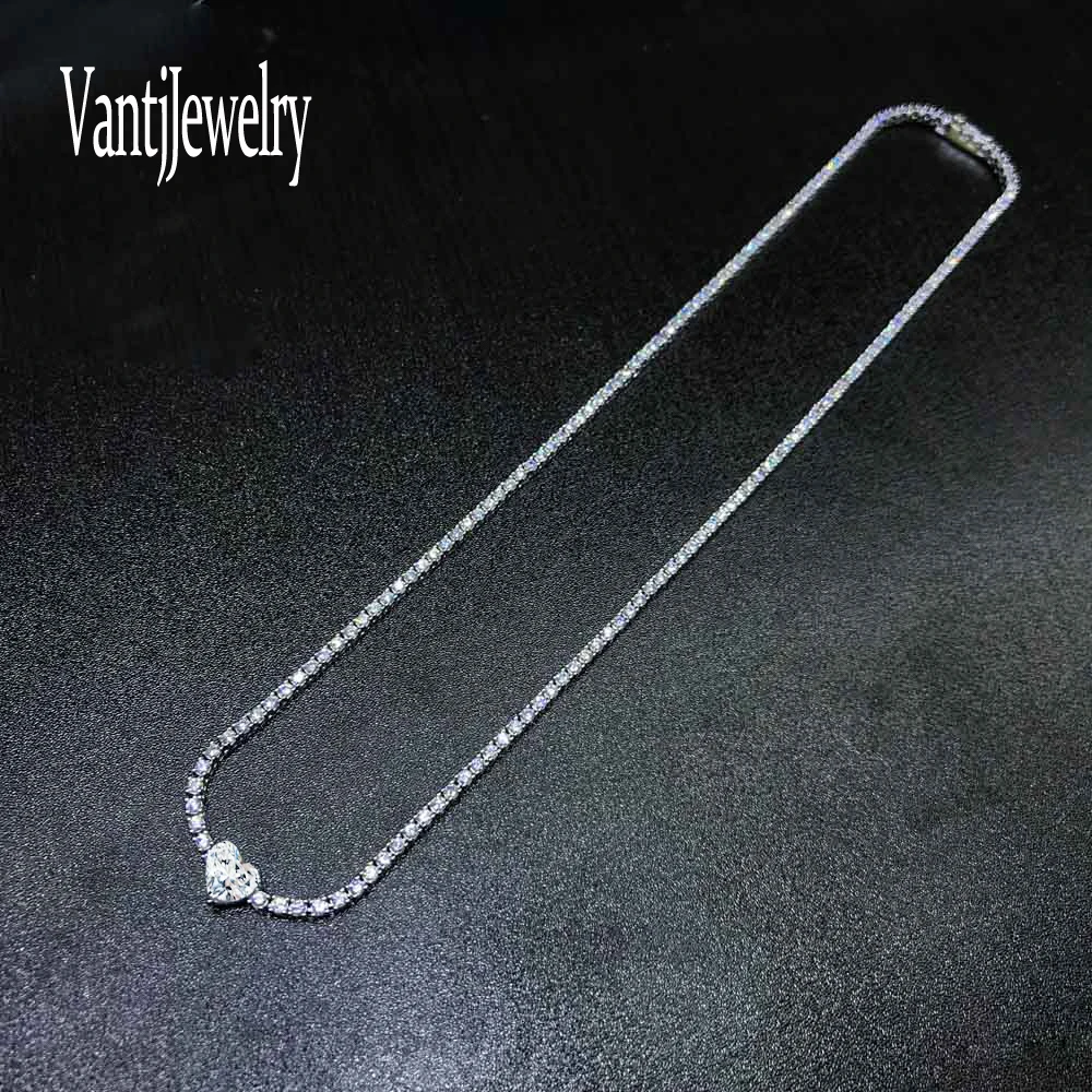 

Real 925 Sterling Silver Tennis Chain Necklace 18 Inch Choker Pave 2mm Zircon for Women Man Moissanite Sparking Jewelry Gift