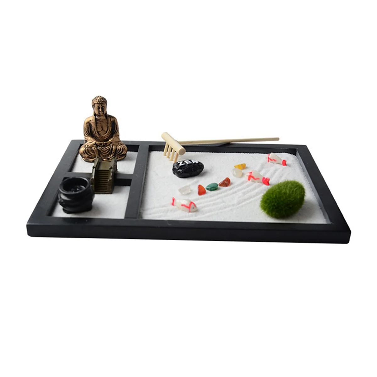 BAAU Japanese ZenGarden Kit for Desk-Relaxing Sand Box Set with Accessories for Office Tabletop Decor and MeditationGift