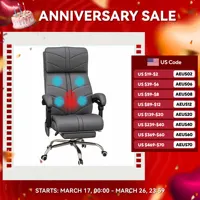 Vinsetto Executive Massage Officehair, Computer Desk Chair, Pu Leather Heated Reclining Chair with Adjustable Height 1