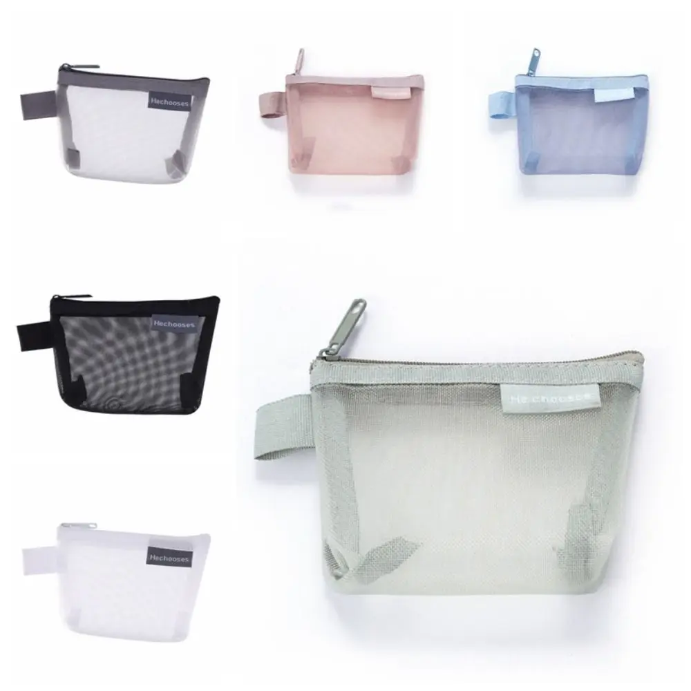 Mesh Mini Coin Bags Purse ID Credit Card Holder Earphone Data Line Storage Bag Small Makeup Case Cosmetic Bag