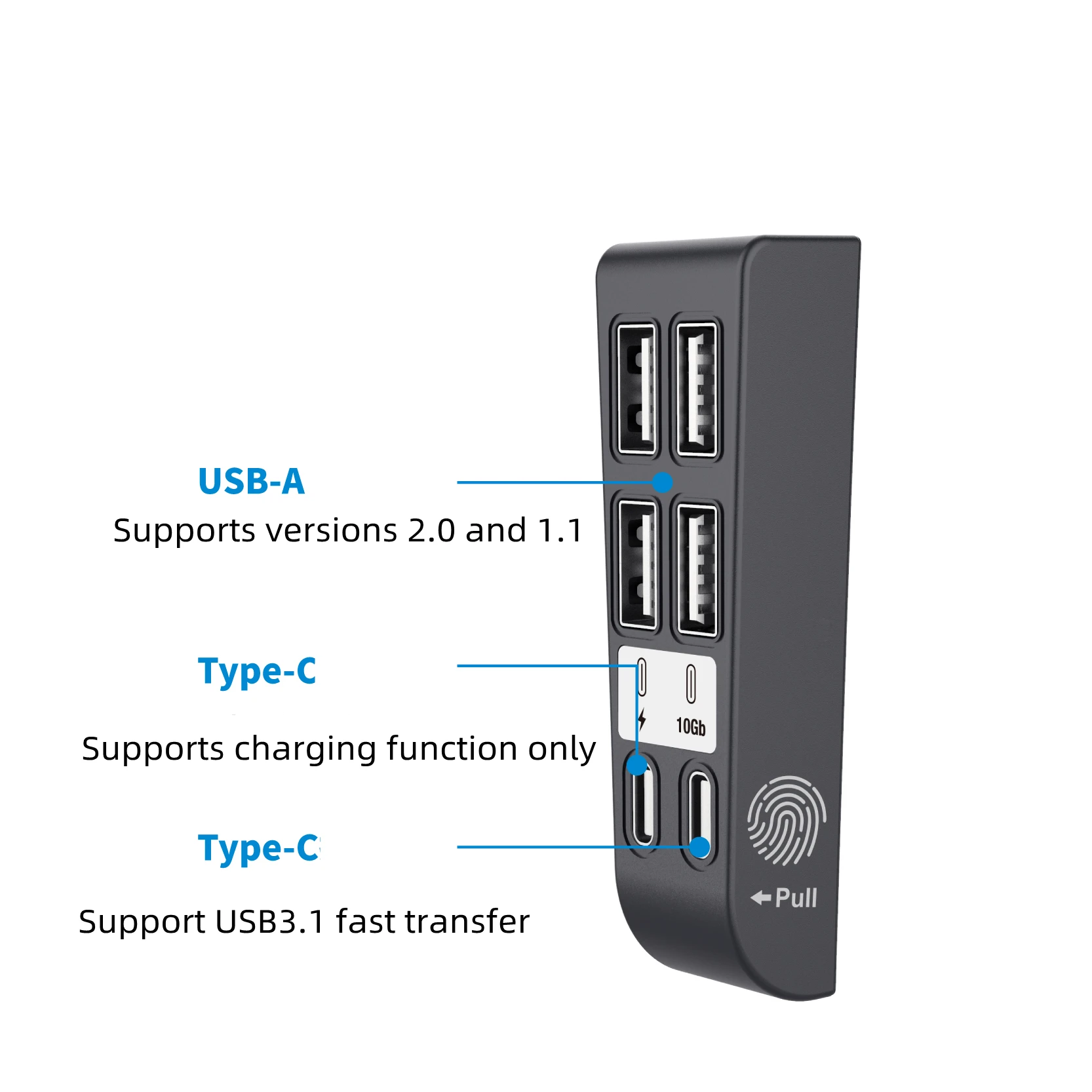 

for PS5 Slim USB 2.0 HUB Data Transfer Extender for P5 Slim USB Splitter Black White