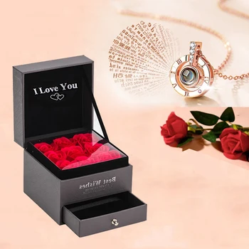 Necklace With Roses Gift Box 100 Language I Love You