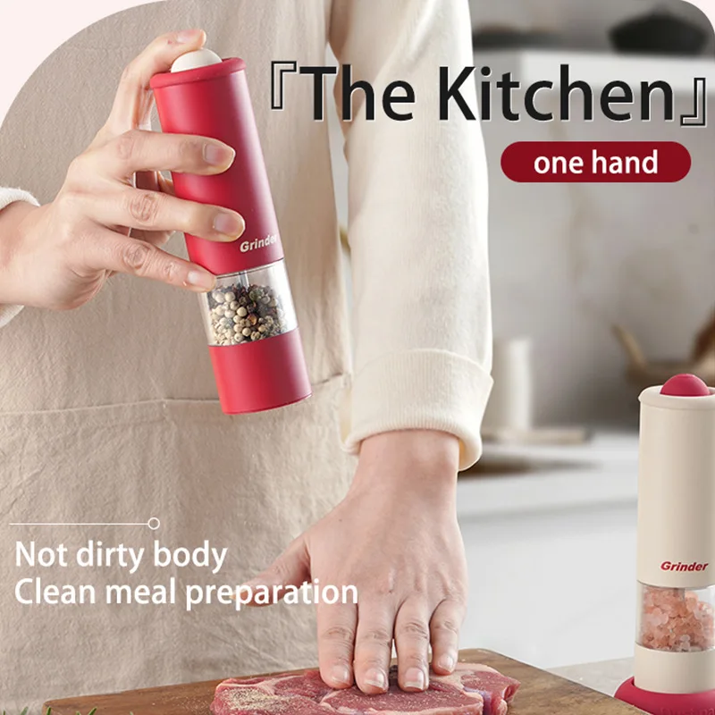 USB Rechargeable Electric Salt and Pepper Grinder Adjustable Coarseness Large Capacity Auto Spices Grinders Kitchen Cooking Tool