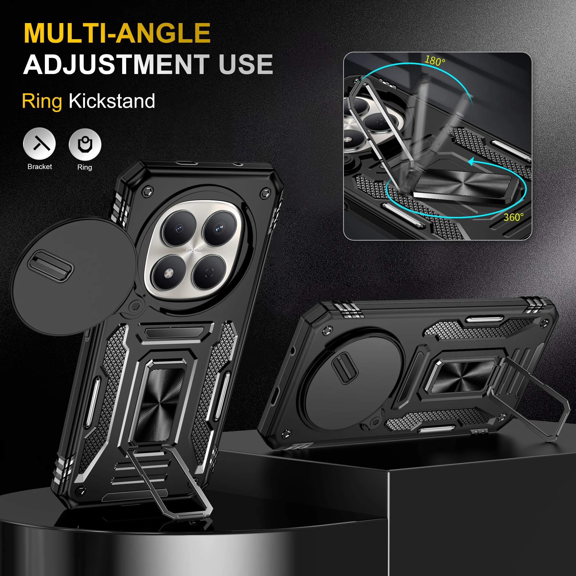 Heavy Duty Case with 360° Kickstand and Camera Protection