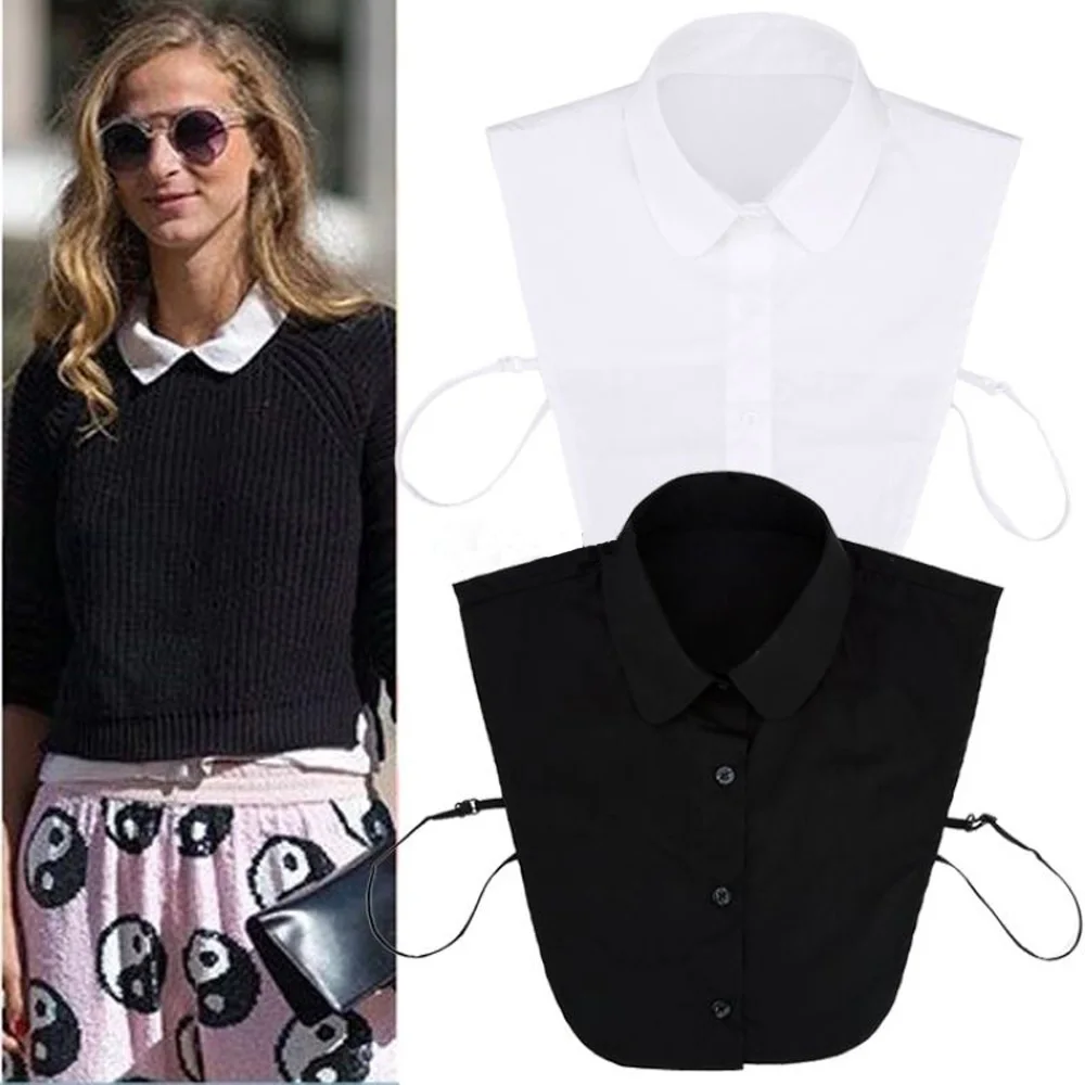 New Fashion Women Cotton Lace Fake Collar Blouse Vintage Detachable Collar Men Women's shirt False Tie Lapel Blouse Top fake collar