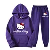 Hello Kitty Cartoon Anime Women Sweatshirt Sweatpants Set Fashion Men Pullover Pants Suit Spring Autumn Couple Hoodie Pant Sets 5