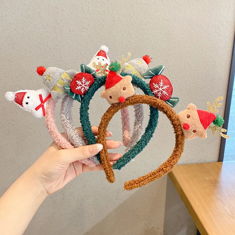 

Ye's Halloween Easter Cartoon plush Christmas Santa Claus ELK hairband daily wear cute Jingling Bell Hairball antler headwear