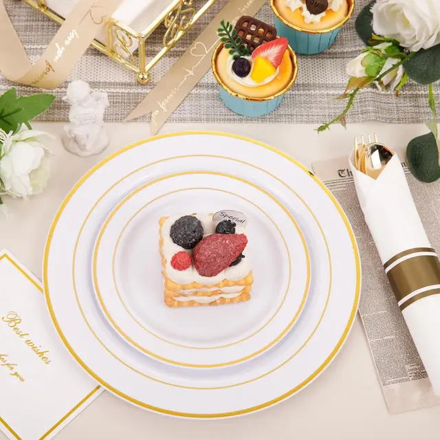 350-Piece Gold Dinnerware Set – Party Collection