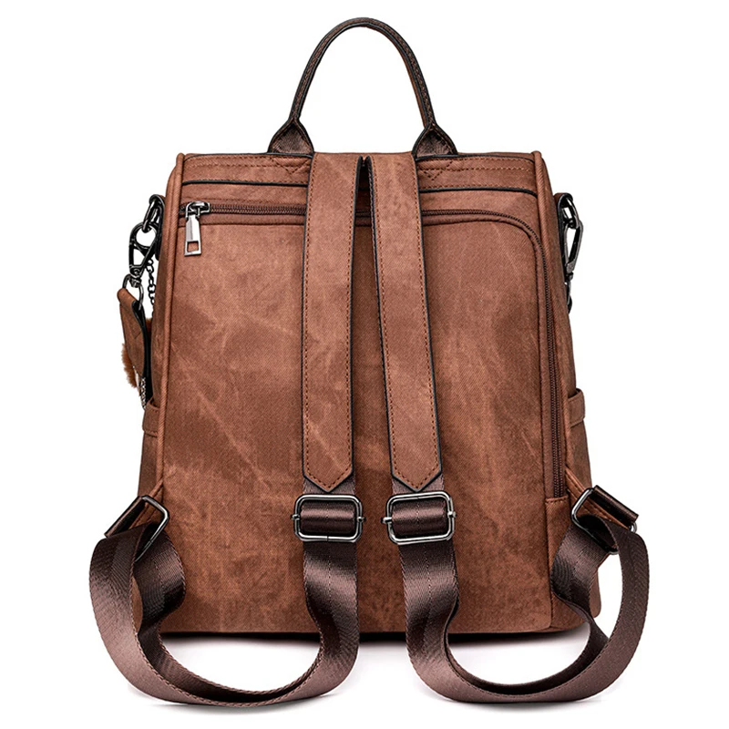 Women Backpack Purse PU Leather Anti-theft Casual Shoulder Bag Fashion Ladies Satchel Bags 4