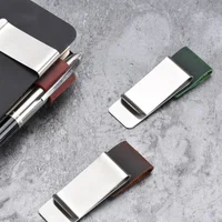 Fromthenon Metal Leather Pen Holder Brass Stainless Steel Pencil Clip Vintage Diary Notebook Pen Holder Loose Leaf Clip 1