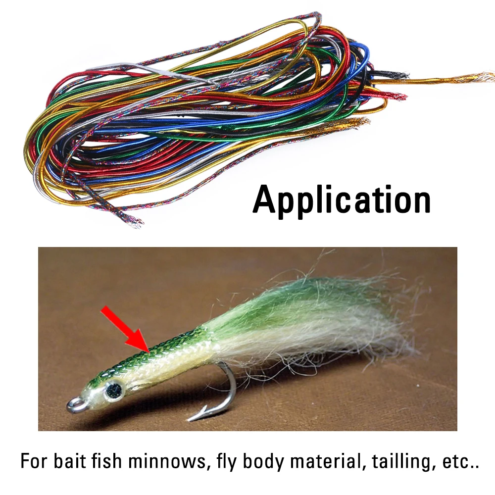 Fishing Lure Fly Tying Thread 2M/Pack 4mm Holographic Mylar Hollow Cord Minnow Body Braid Flash Tube for Fly Fishing