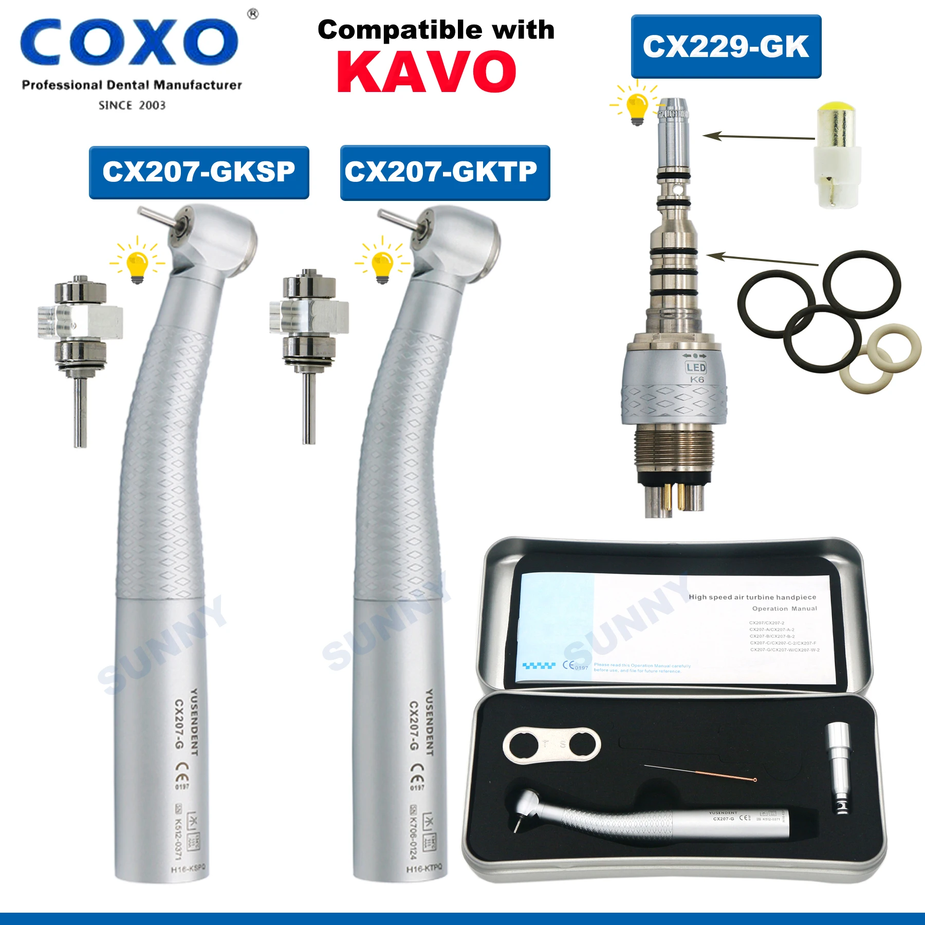 Turbine Dentaire Fibre Optique Haute Vitesse - Compatible Coupleur Multiflex KAVO 4/6H, Neuve