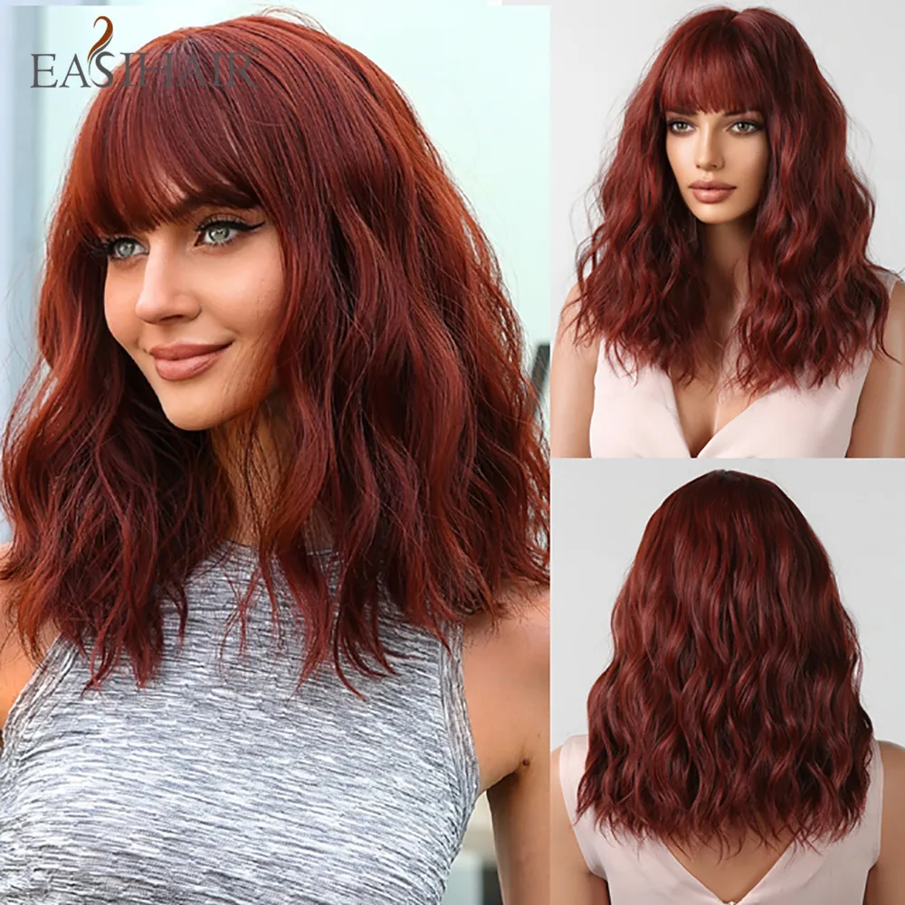 easihair-rot-braun-wasser-welle-synthetische-per-cken-mit-pony-weinrot