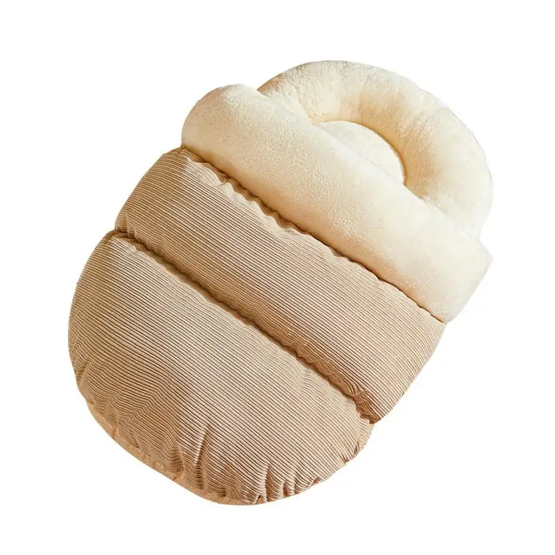 

Вельветовая кровать для домашних животных, полузакрытая кровать для котят, пещера, тапочки, флисовая подкладка, теплая мягкая Лежанка для кошек, кровать для кролика