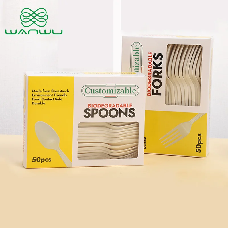 50 pcs Disposable Forks made of Corn Starch Material Party Disposable Tableware