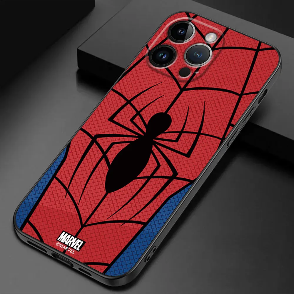 thumbnail image 1 of Marvel superhero Spider Man Phone Case for Apple iPhone 15 Pro Max SE 13 XS X 7 6s 14 12 Mini 8 Plus 11 Pro XR Cover Black Soft, 1 of 5