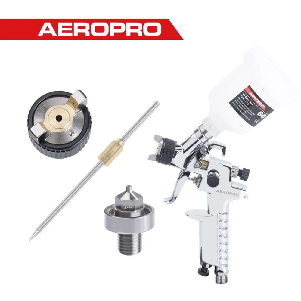 AEROPRO A602 HVLP 스프레이건, 깍지 바늘, 에어 캡, Rpairing H2000 HVLP 스프레이건 액세서리 포함, 0.8mm, 1.0mm