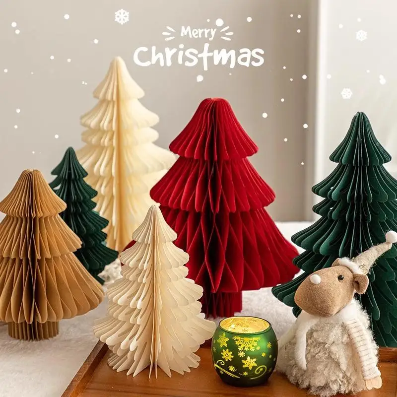 Navidad Christmas Ornament 3D Honeycomb Ball; Large Foldable Paper Xmas Tree Hanging Decorations.