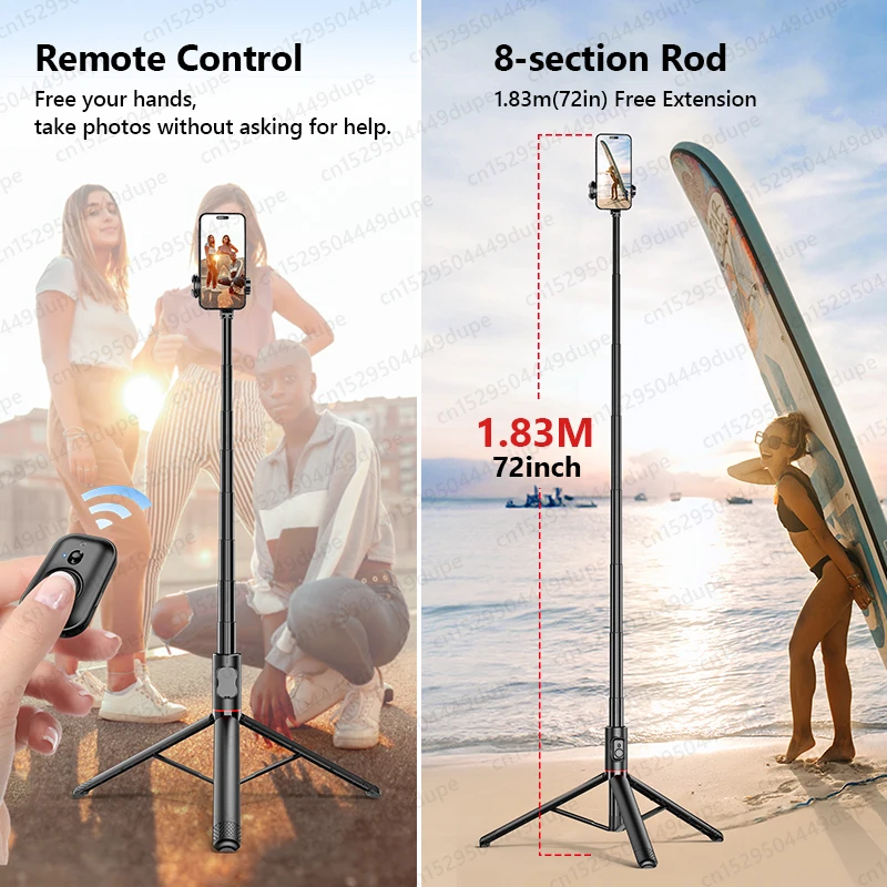 Portable 72 Inch Selfie Stick Tripod with Wireless Remote Cold Shoe Stand for iPhone Mobile Phone Live Streaming phone tripod,selfie stick