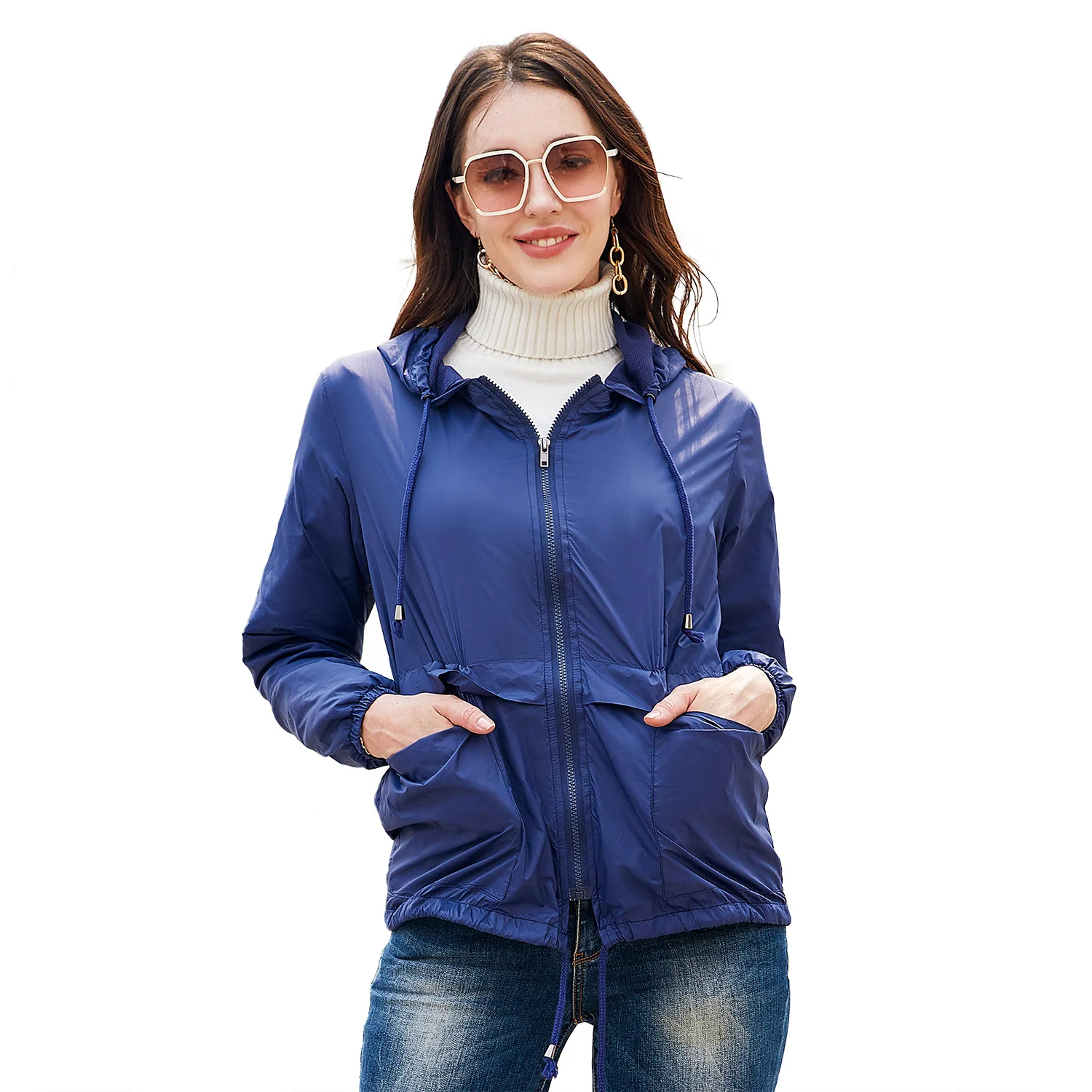 2022 New Women's Lightweight Hooded Coat  Women's coat Short Women's Windbreaker Cardigan Jackets for women