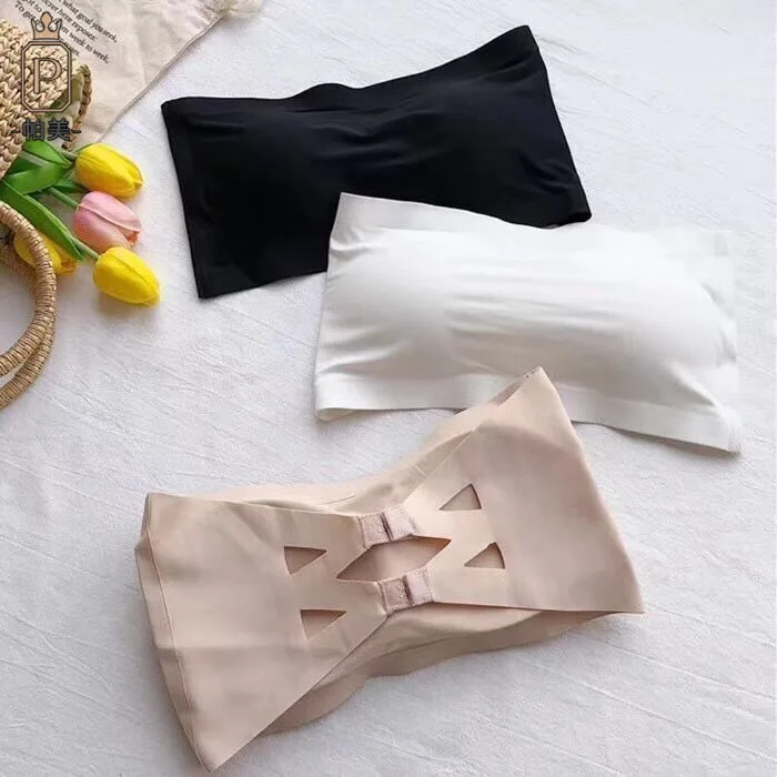 

Ice Silk One-word Fence Anti-light Wrapped Underwear Women's Bandeau Vest Style Beauty Back Sexy Strapless One-piece Bra