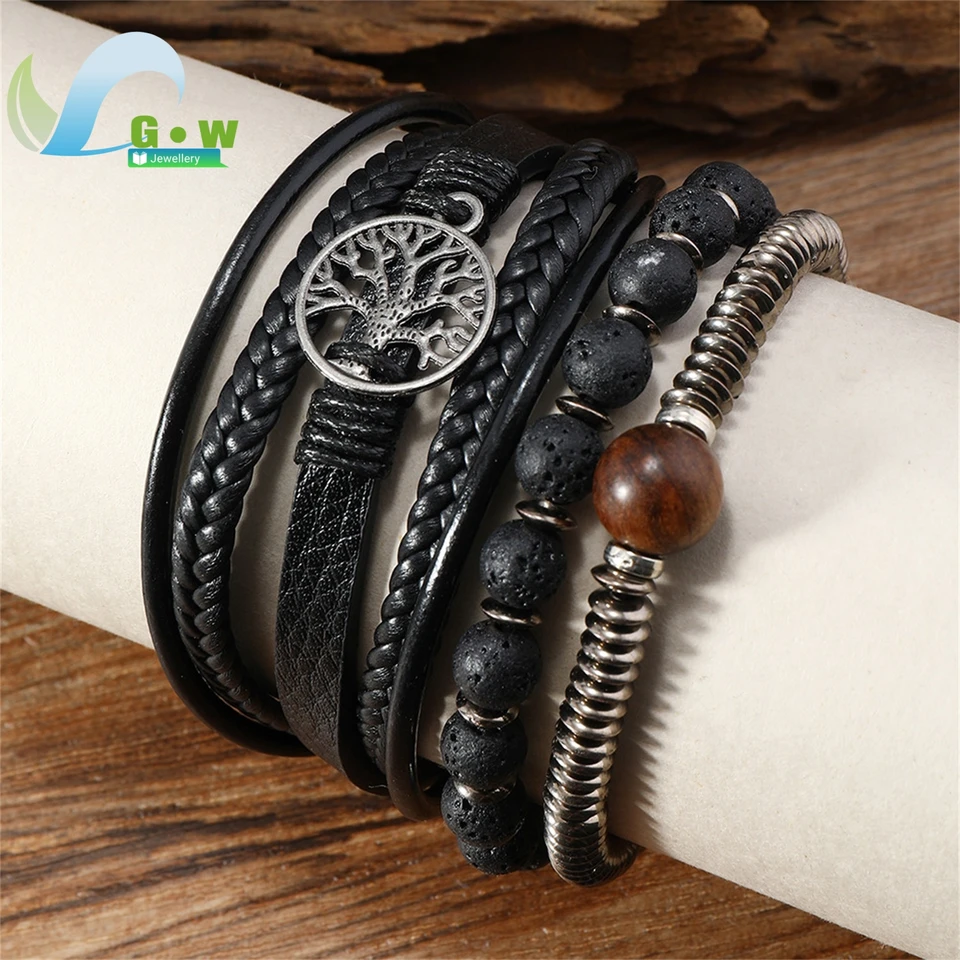 Bracciale In Pietra Lavica Da Uomo: Pietra Vulcanica Fatta A - Foto 7