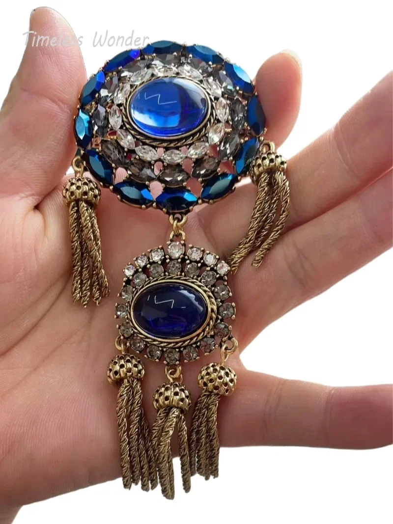 

Timeless Wonder Enamel Horse Zircon Beaded Tassel Brooch Pins for Women Designer Jewelry Runway Top Punk Luxury Brand Rare 7526