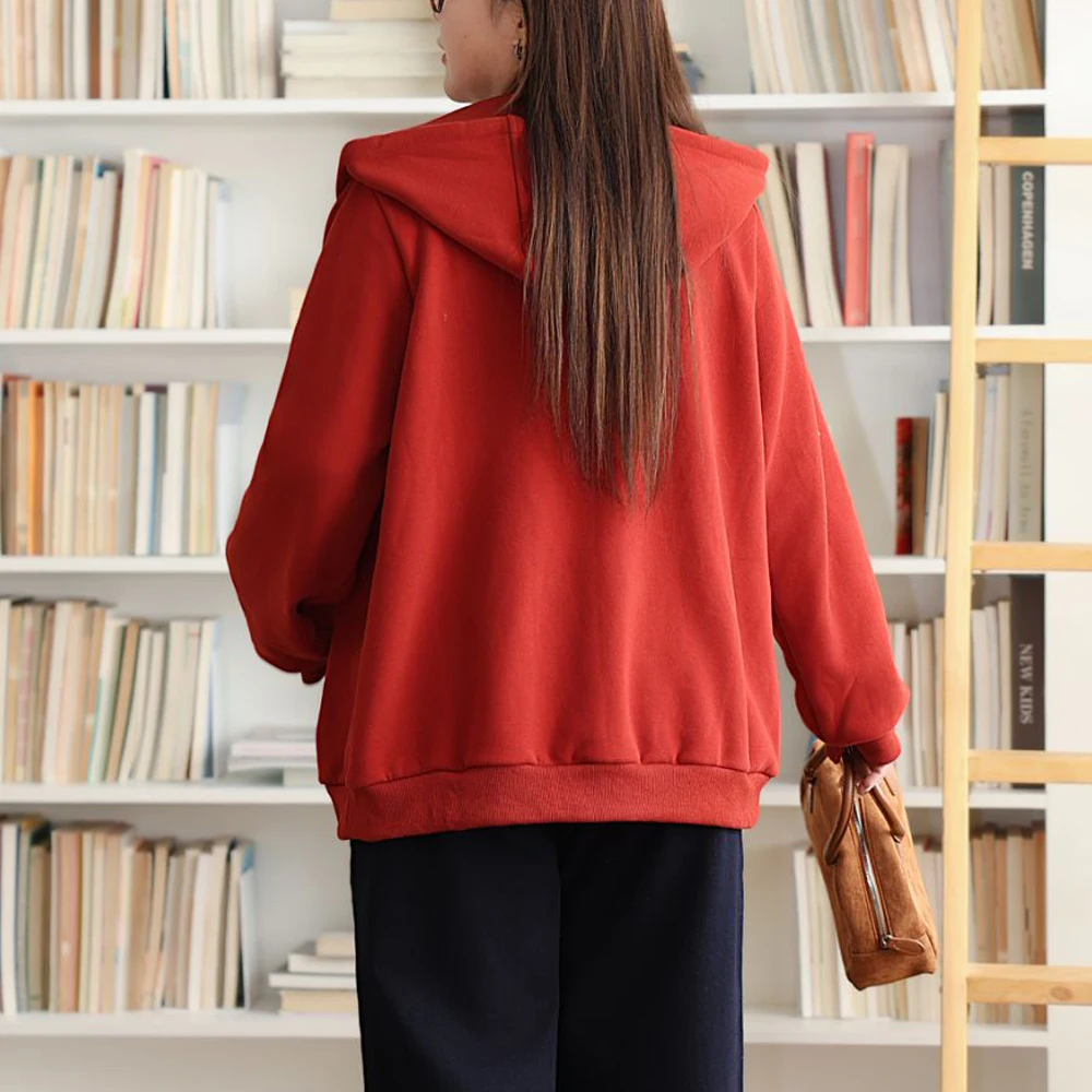 Plus Size Women's Hoodies Premium Warm Loose Hooded Coat Fleece Lined Zip Up Autumn Winter 2025